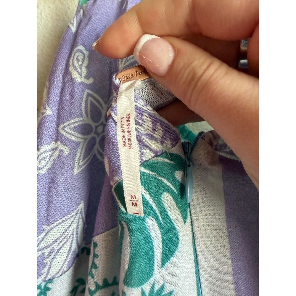 Free People Patchwork Bandana Print Midi Dress Blue Purple - Picture 11 of 11